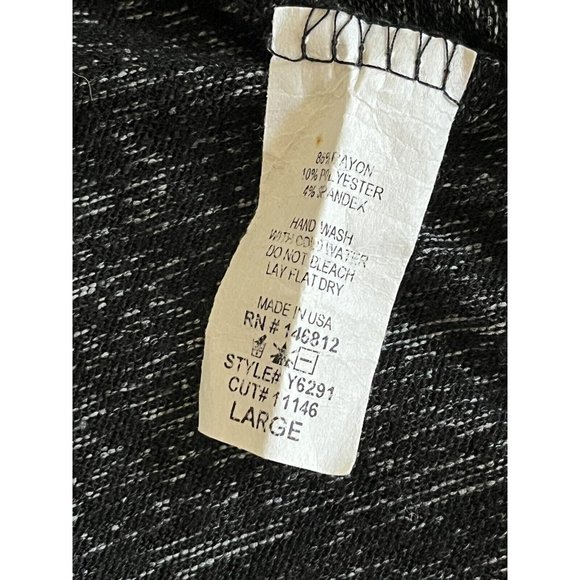 Aiden Y Dress Sz L 3/4 Sleeve Knit Skater Open Keyhole Open Cut Back Black - Picture 6 of 8